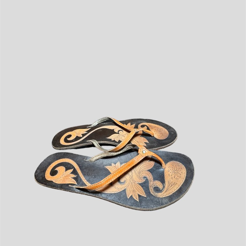 Lavorazione Artigiana EUR size 36 leather sandal slippers hand crafted in Italy